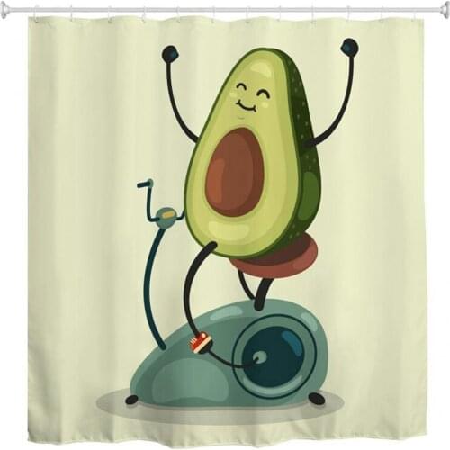 Cute Cartoon Avocado Shower Curtain Bathroom Curtain Set Novelty and Interesting Avocado Home Decoration