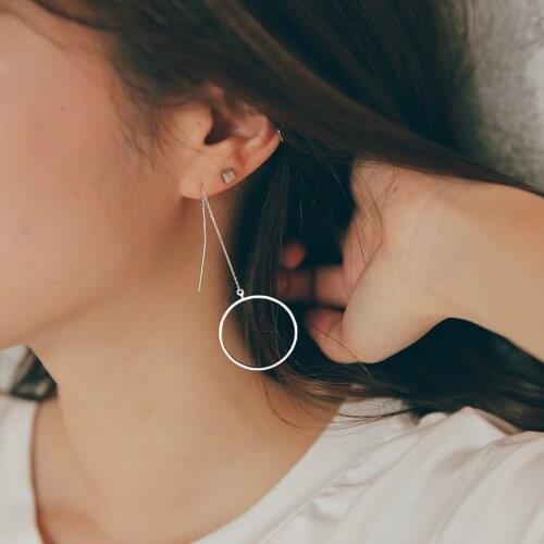 REETI 925 Sterling Silver Jewelry Fashion Simple Long Tassel Round Earrings For Women Boucle d'oreille Pendientes