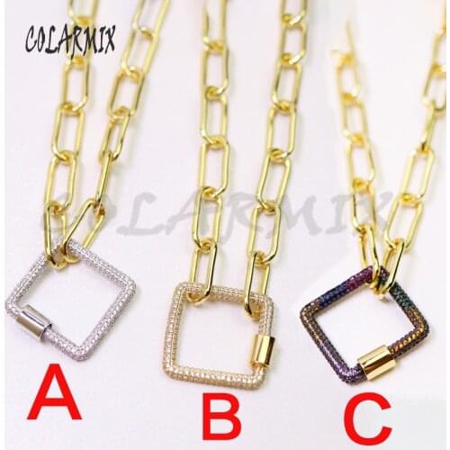 3Pcs Square shape pendants necklace zircon necklace jewelry fashion accessories not fade metal jewelry for women 50955