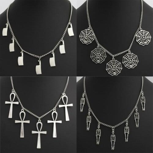 1pc Skeleton Cleaver Hollween Necklace Horror Gothic Choker Jewelry Necklace Women Jewelry