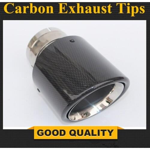 1 PCS New style 63mm Inlet 114mm Outlet Glossy Carbon Fiber Exhaust Tip/Muffler End Pipes Stainless Steel Car Exhaust Tips