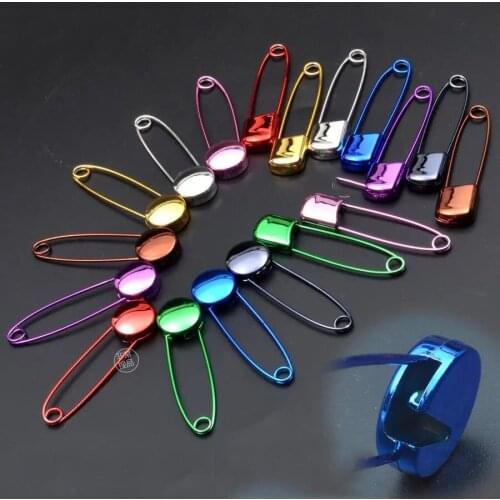 20 Pcs/Lot Colorful Safty Pins Electroplating Mirror Simple Stainless Steel Holders Brooch Cardigan Brooch Buckle Apparel Access