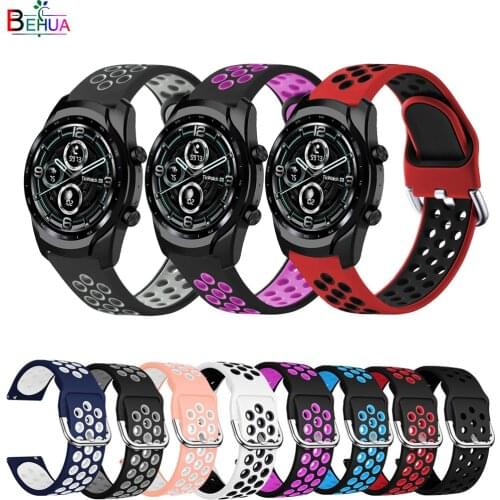 22mm 20mm Silicone Breathable Band For Ticwatch 3 Pro 2020 GTX E2 S2 Smart Watch 22mm Wristband Strap For Ticwatch 2 E C2