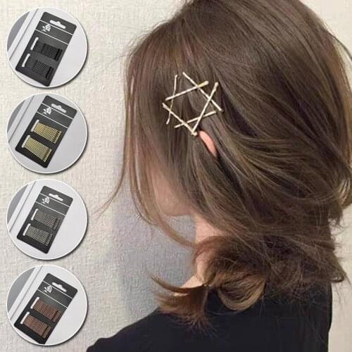 24pcs 4Colors 5cm U Shaped Wedding Alloy Bobby Simple Metal Hairpins Barrette Black Side Wire Word Folder Styling Tools