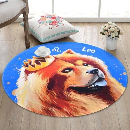 3D Lovely Cartoon Dog Round Carpets For kitchen Non-slip Mats Child Bedroom Decor Carpet Kids Living room large Area Crawl Rugs