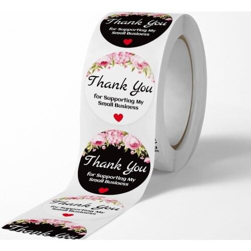 500pcs Round Floral Handmade Stickers for Shop Envelope Sticker Thank You for Supporting My Small Business Stickers Seal Labels