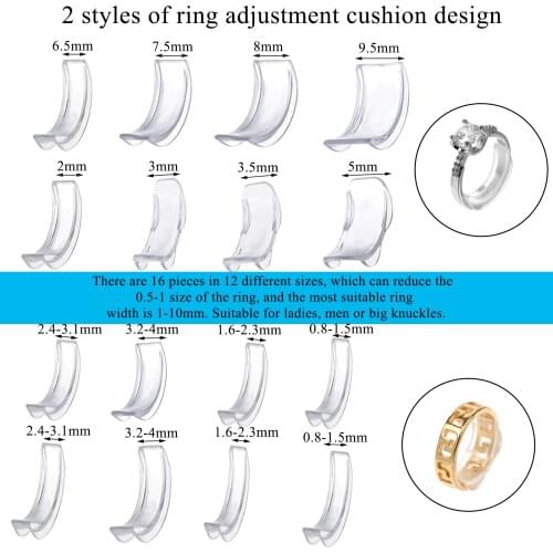 8Pcs/lot Silicone Invisible Clear Ring Size Adjuster Resizer Loose Rings Reducer Ring Sizer Fit Any Rings Jewelry Tools