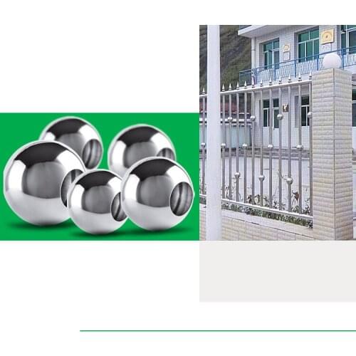 Freeshipping Stainless Steel Door Gate Pillar Staircase Hardware Decoration Ball Holder Hollow Ball With Hole