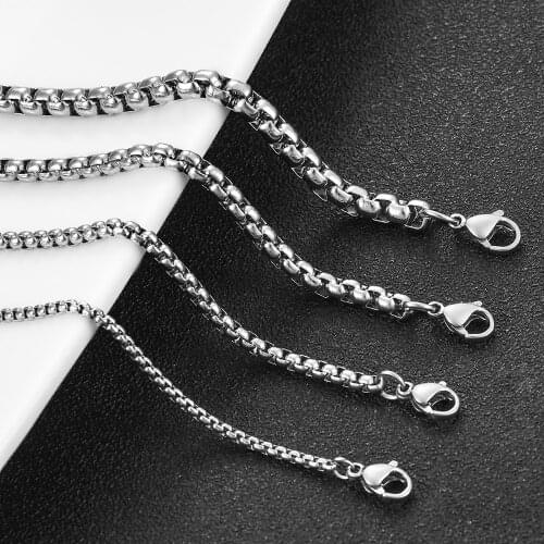 Fashion Stainless Steel Necklace2MM/3MM/4MM/5MM Men And Women Silver Color High Quality Chain Box Chain Jewelry Gift