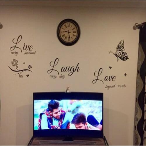 Decor Wall sticker Live Laugh Love Quotes Butterfly Art Home High Quality