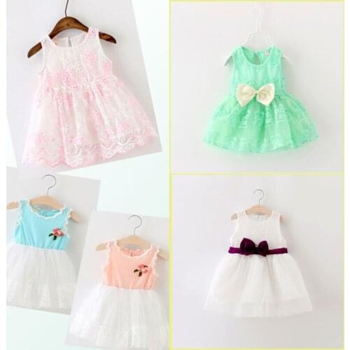 High Quality Girl Dress Princess Costume 0~4Y Bowknot Baby Girls Toddler Children Mini Sleeveless Summer Pleated Dresses Clothes