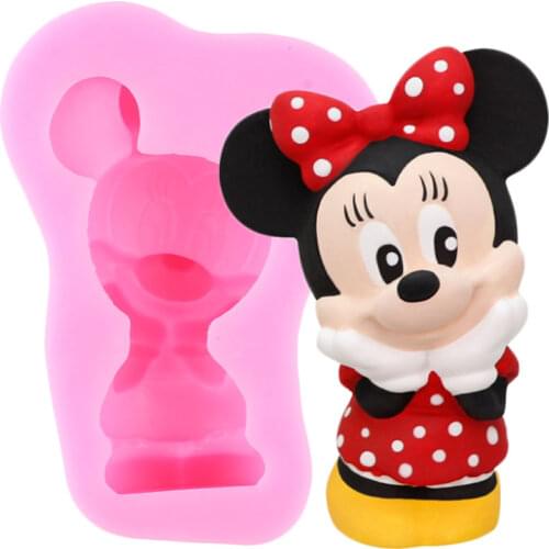 Disney Minnie Mickey Silicone Mold DIY Aromatherapy Wax Plaster Soap Resin Mould Chocolate Candy Fondant Cake Decorating Tools