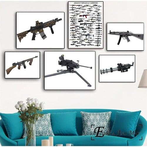 Home wall retro art deco painting guns AK47-M4A1 high quality canvas painting poster modern decorations Frameless