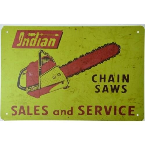 Indian Chainsaw Saw Thunderbolt Gas Retro Metal Tin Sign Plaque 12x8" NEW