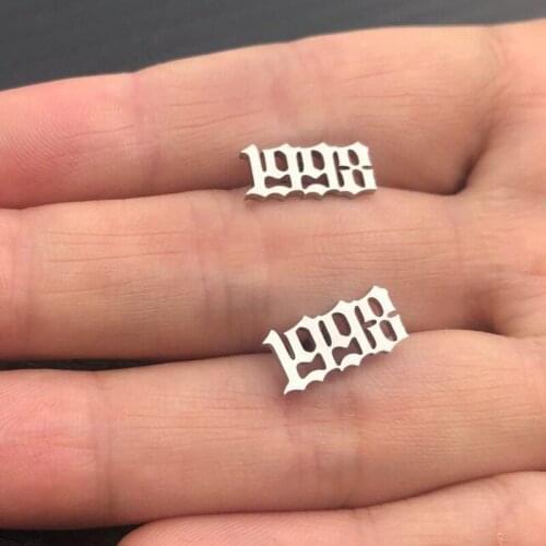Kirykle Fashion Custom Personalize Digital Vintage Stainless Steel Stud Number Earrings Accessorie Jewelry Birthday Gift