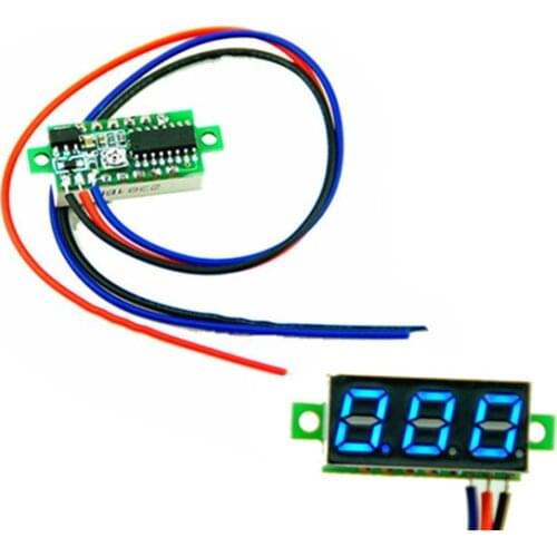 0.28 Inch 4V-30V Mini Voltage Tester Meter LED Screen Digital Voltmeter/Red/Blue Color/3 Wires