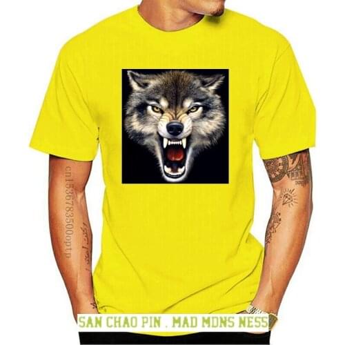 Mens Wolf Bite T Shirt Animal Head Face Fierce Evil Werewolf 2020 Brand Clothing Printed Fashion Design Muscle Shirt