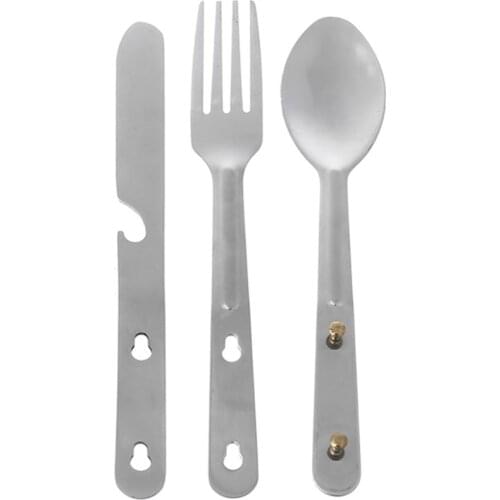 Camping Cookware Outdoor Stainless Steel Mess Kit-Spoon Fork & Knife Set for Camping & Trekking & Hiking Dinner Set