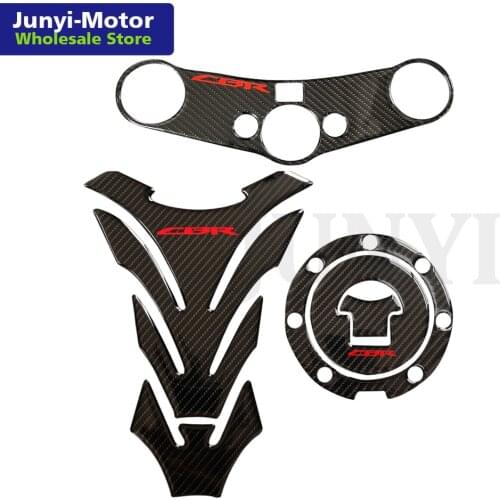 For Honda CBR600RR 2007-2016 Sticker Gas Fuel Tank Pad Triple Clamp Carbon Fiber Decal Motorcycle 2008 2009 2010 2011 2012 2013