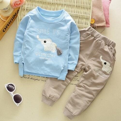 NEW Children Spring Clothing Long Sleeved Cartoon Animal Clothes Suit Kids Boys Coat + Trousers Set 2-5Y Baby Cotton Outwear