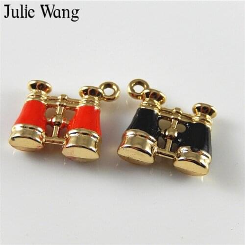 Julie Wang 10PCS Enamel 3 Colors Telescope Hanging Alloy Charms Pendants Jewelry Making Necklace Earring Metal DIY Accessory
