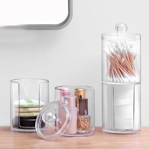 Clear Cosmetic Makeup Cotton Pad Organizer Jewelry Storage Box Jars Holder