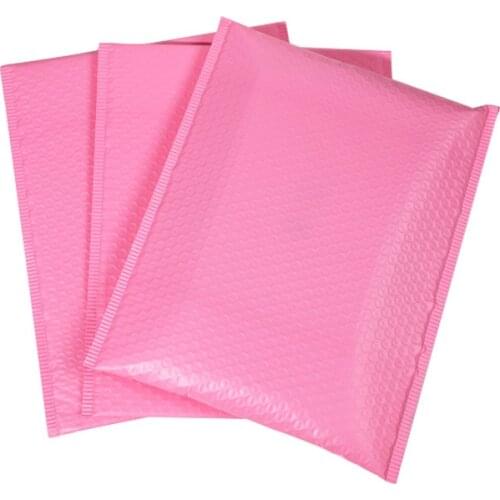 Pink bubble polymailers Bag Adhesive Sticker Blank Padded Bubble Mailer Bag Gift packing jewelry pack laser mailing bag 20X25cm