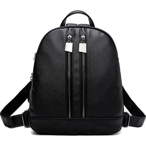 Soft 100% Genuine Cow Leather Black Hardware Womens Backpacks Lady Girl First Layer Cowhide Female School Book Backpack C1714