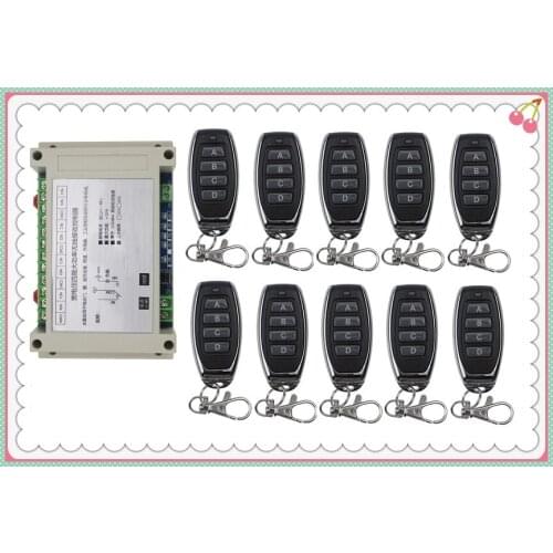 Wide voltage DC12V 24V 36V 48V 4CH 30A RF Wireless Remote Control Relay Switch Security System Smart home & 10* Transmitter