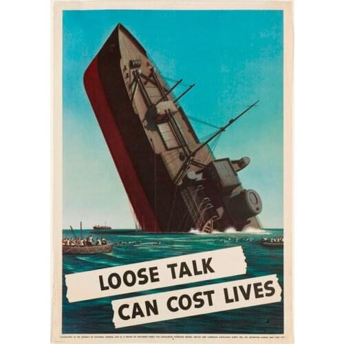 Loose Talk Can Cost Lives WW2 Classic Retro Vintage Poster propaganda Decorative Wall Canvas Stickers Posters Bar Home Decor Gif