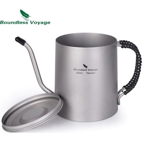 Boundless Voyage Goosene Kettle Titanium Hand Drip Kettle Long Narrow Spout Coffee Tea Pot with Anti-scalding Handle 800 ml