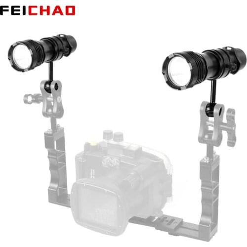 1000LM 2000LM LED Waterproof Scuba Diving Flashlight Underwater Flash Light with 1 inch Ball Head Clip for Gopro Action Camera