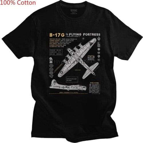B-17 Flying Fortress Spitfire T Shirt Men Short Sleeve Cotton Tshirt Fighter Plane Tee WW2 War Pilot Aircraft Airplane T-shirt