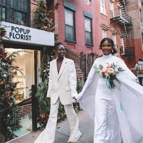 2 Pieces Custom Made Women Suits Oversize Wedding Coat+Pant Formal Two Button Party Suits For Women Cheap