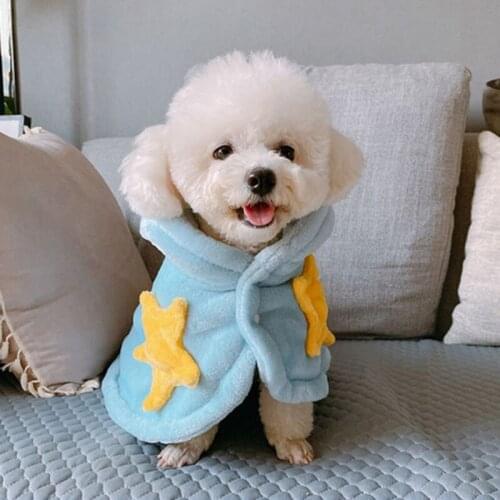 Winter Warm Pet Night Robe Dog Luxury Sleep Cape Pajamas Soft Flannel Thickened Hooded Cloak Soft Pet Nightwear Dog Clothes