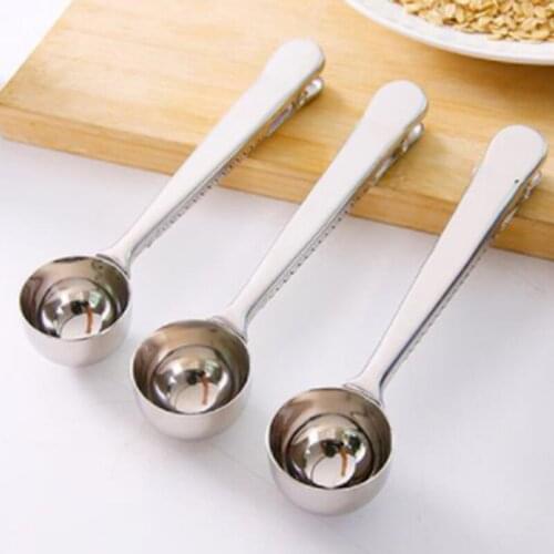 1 pcs Hot sale Multifunction Kitchen Supplies Coffee Scoop With Clip Stainless Steel Tea Coffee Measuring Cup Coffee Scoop Spoon