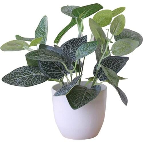 1pcs Fresh Artificial Foliage Desktop Plant Potted Green Plants Flower Bonsai Home Garden Office Decor