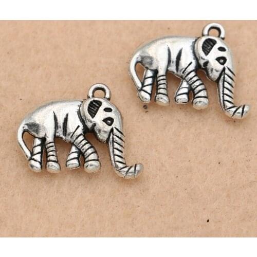 10pcs/lot Tibetan Silver Plated Elephant Charms Pendant Jewelry Making Bracelet Accessories DIY 20x16mm