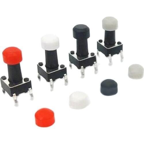200pcs 6*6mm round button cap push switch caps cover for 6*6mm switches round buttons wholesale price