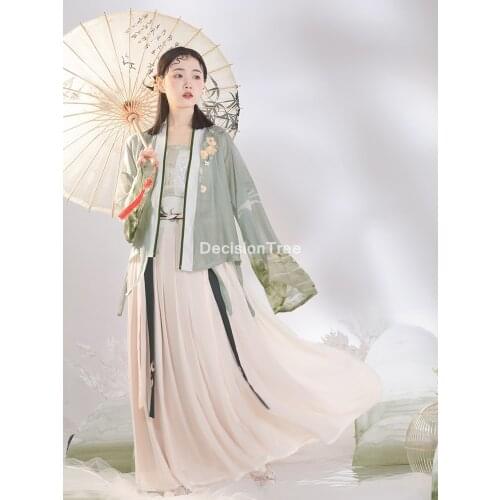 2021 chinese festival costumes dresses woman stage wear folk dance dress hanfu tang suit floral clothing princess stage outfits