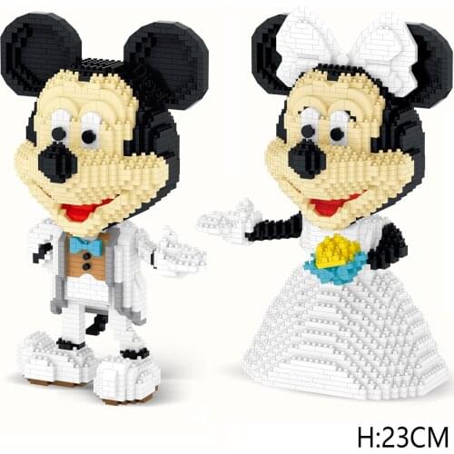 New 2315pcs+ Disney Mickey Mouse Diamond Building Blocks Minnie Mouse Wedding Dress Micro Brick Figures Toys For Christmas Gift