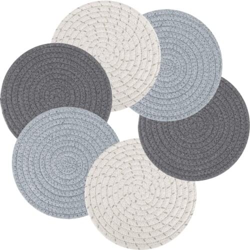 3pcs Woven Place mats PP Waterproof Dining Table Mat Non-Slip Napkin Disc Bowl Pads Drink Cup Coasters Kitchen Decoration