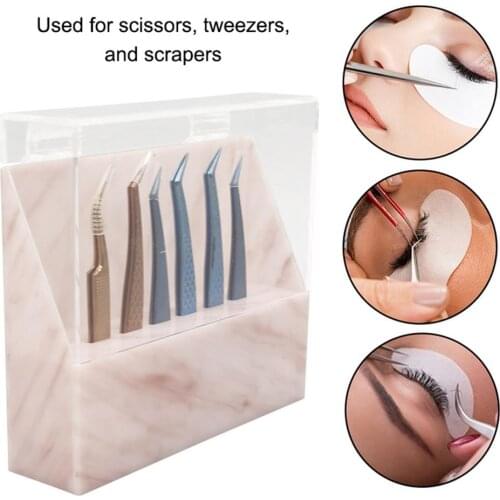Acrylic Eyelash Tweezer Storage Holder White/Black/Pink/Marble pattern Durable Convenient Tweezers Stand Shelf Makeup Tools