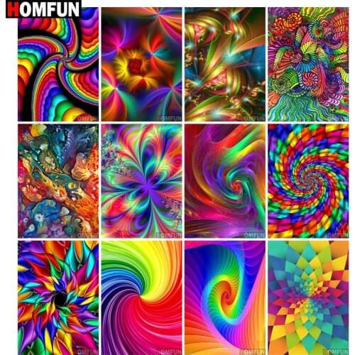 HOMFUN Diamond Painting Full Square/Round Drill 5D DIY Colorful Abstract Flower Daimond Embroidery Rhinestone Cross Stitch Decor