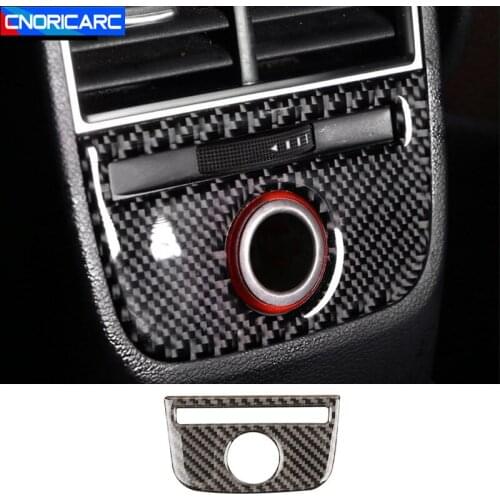 Car Styling Carbon Fiber Rear Cigarette Lighter Frame Decoration Cover Trim For Audi A3 8V 2013-2019 Interior Accessories