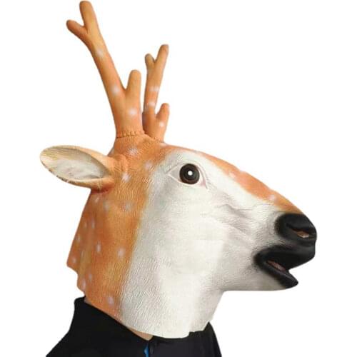 Free Shipping Animal Head Latex Sika Deer Mask Theme Masquerade Cosplay Mask Funny Photograph Props