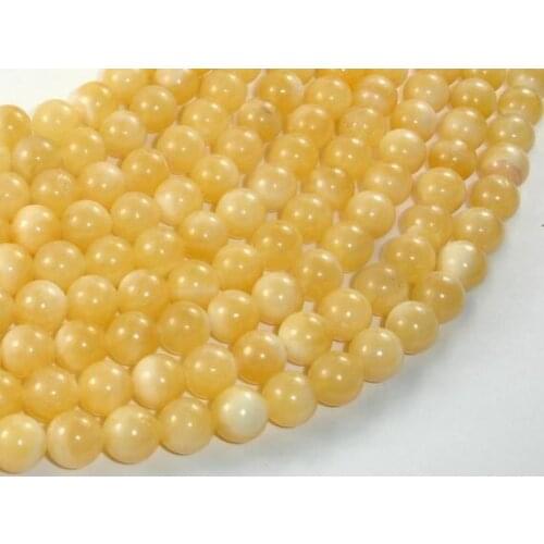 One strand 100% Natural Yellow Honey Jad e Beads 4MM 6 MM 8MM 10MM 12MM Round Semi Gem Stone Jewelry Loose Beads 15.5"/Strand
