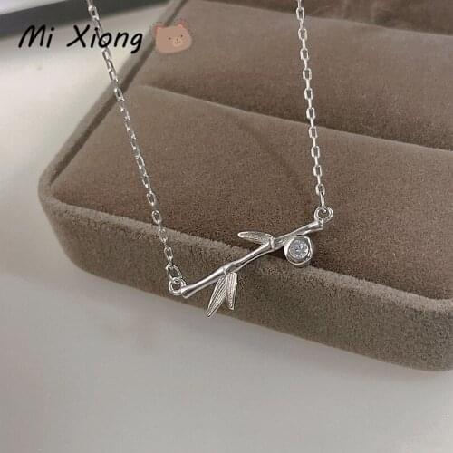 Mi Xiong 925 Sterling Silver Necklace for Women Pendant with Chain Branch Style Luxury Jewelry Party Gift Classic Vintage Trendy