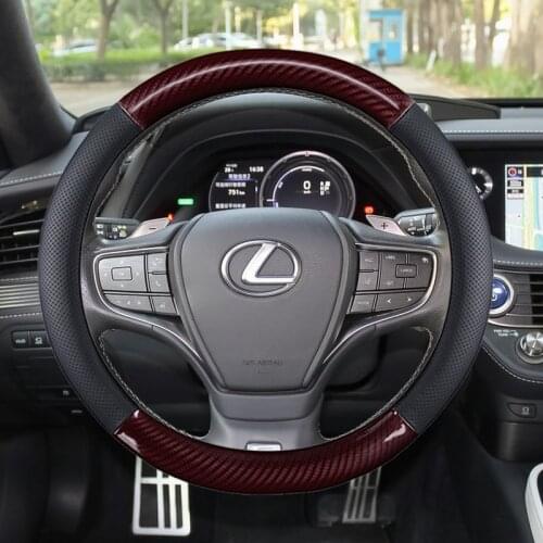 Car Carbon Fiber Leather Steering Wheel Covers Interior Accessories 38cm for Lexus CT LX GX LM IS GS ES LS UX NX RX Car Styling