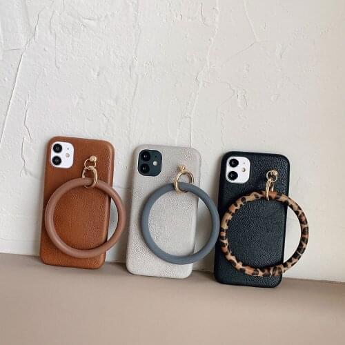 Nadege Luxury PU Leather Phone Case For Iphone 12 11 Pro Max 12pro XS MAX 12 Mini XR 7 8 6 s Plus SE Cover With Big bracelet